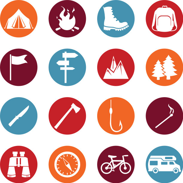 设置徒步和露营图标图片下载