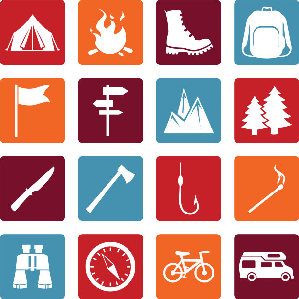 设置徒步和露营图标图片下载