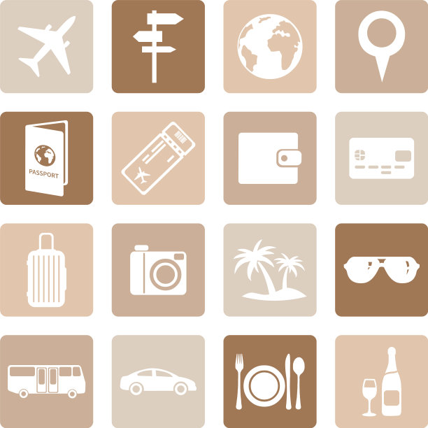 设置旅行和度假图标图片下载