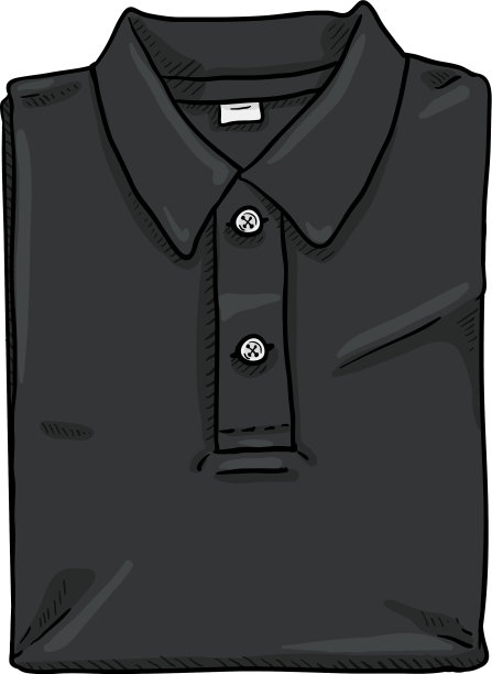 单卡通折叠黑色马球衬衫图片下载