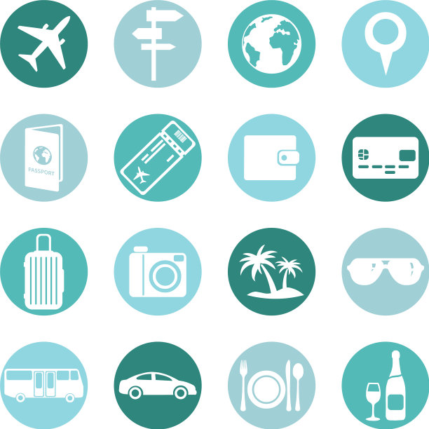 设置旅行和度假图标图片下载