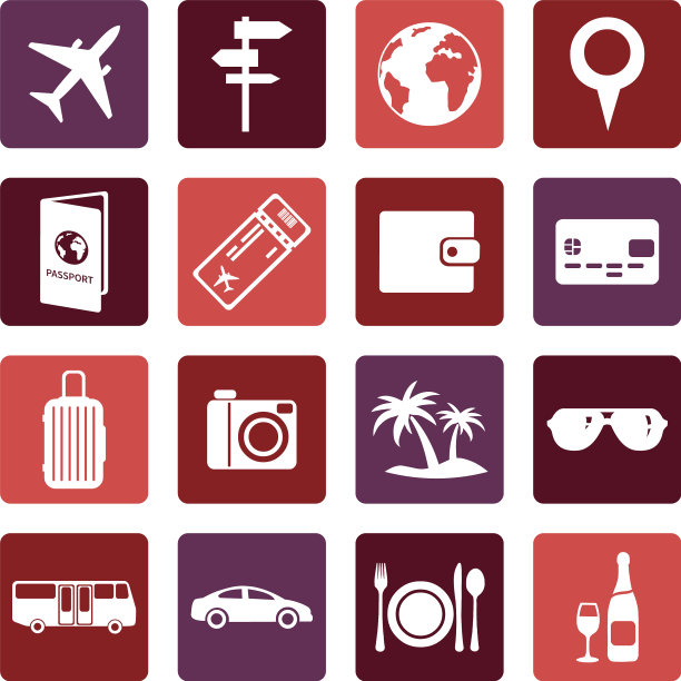 设置旅行和度假图标图片下载