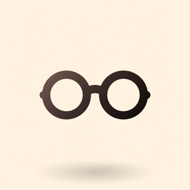 黑色剪影图标-圆眼镜图片下载