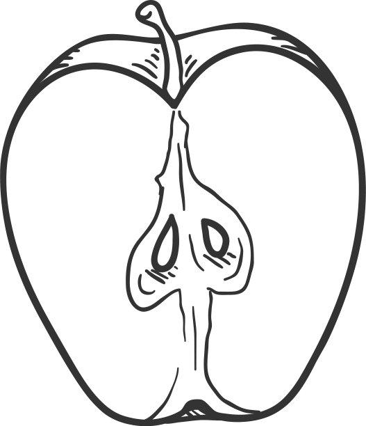 素描一半苹果图片下载