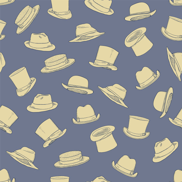 无缝图案草图帽子图片下载