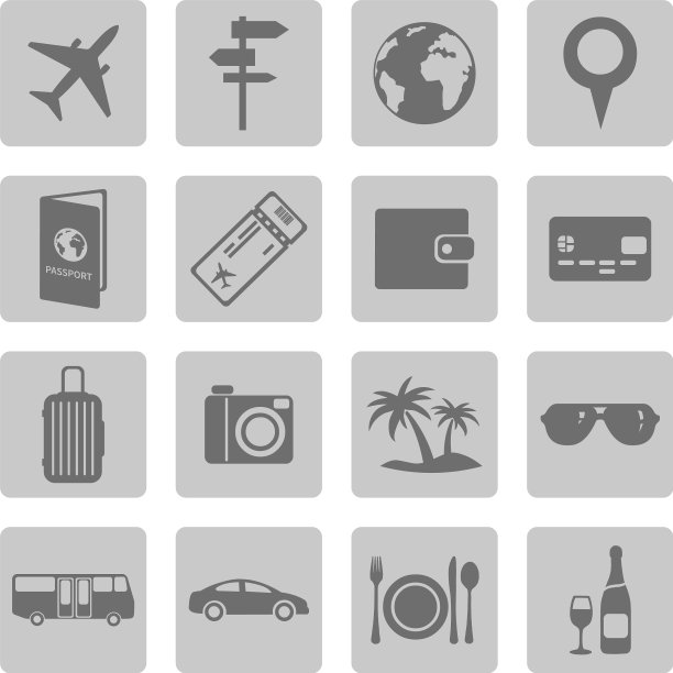 设置旅行和度假图标图片下载