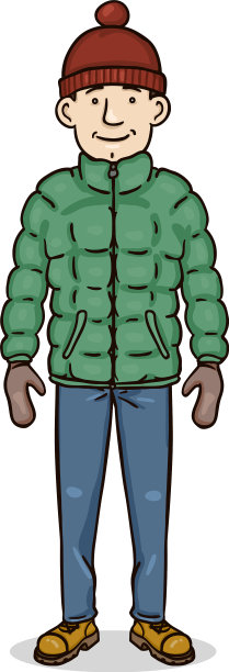 卡通色彩人物-冬天的年轻人图片下载