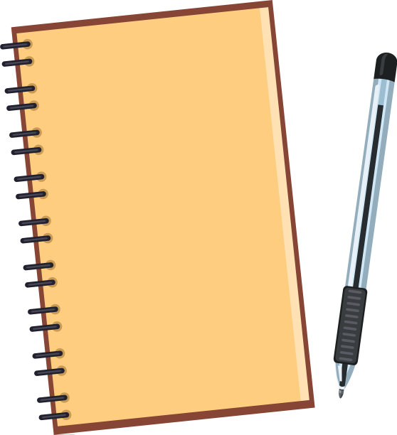 平开空白记事本与黑色圆珠笔图片下载