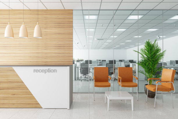接待室和候机室在现代开放式办公室图片下载