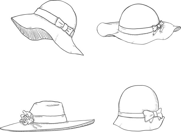 套装素描女帽图片下载