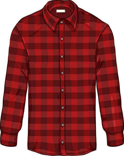 卡通长袖红色格子男衬衫图片下载