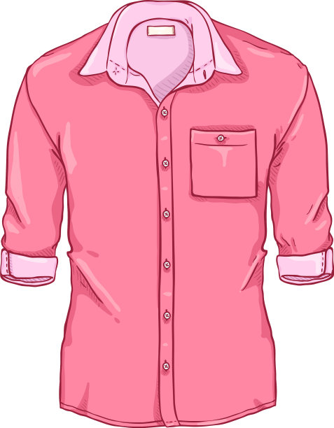 卡通粉色休闲男士衬衫卷袖子图片下载