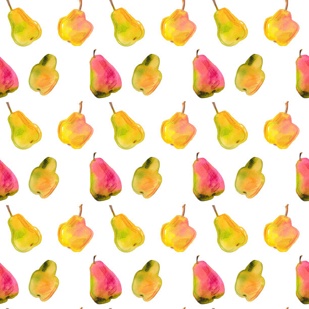 水彩图案与水果梨图片下载