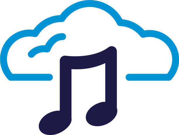 云计算与音乐音符线性色彩图片下载