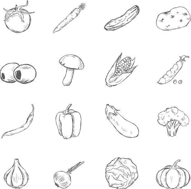 蔬菜图标素描图片下载