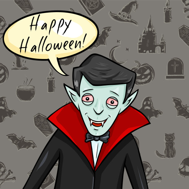 万圣节明信片微笑的吸血鬼与泡沫图片下载