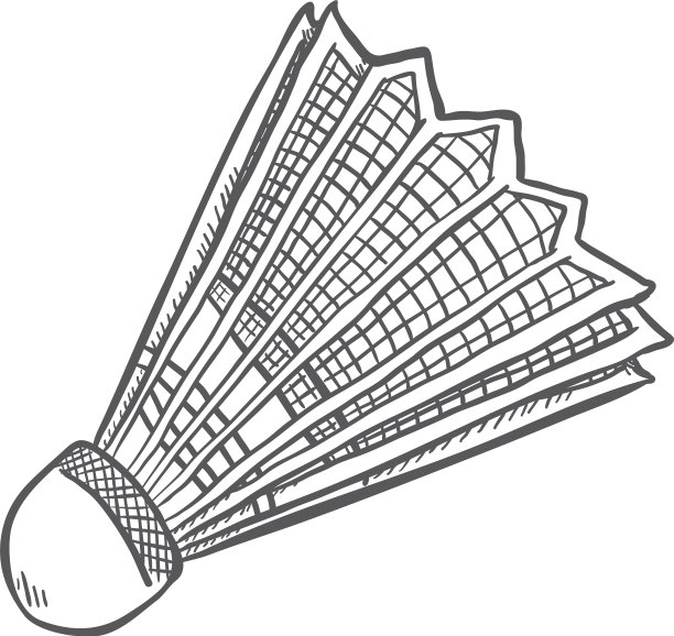 羽毛球的素描展翅图片下载