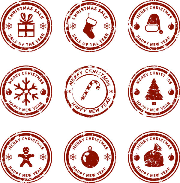 设置红色圣诞邮票图片下载