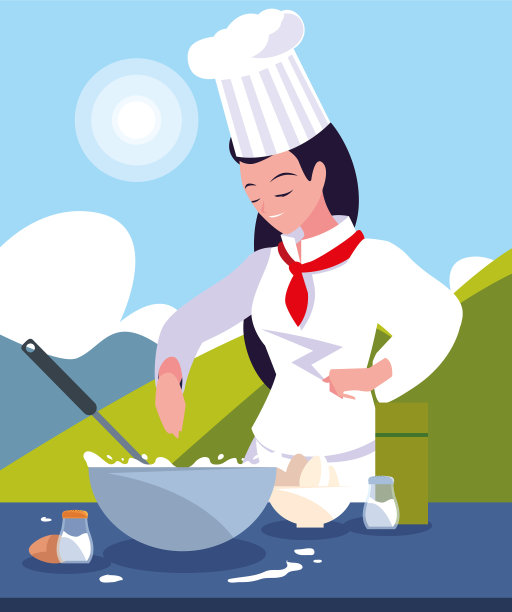 穿着白色制服的女厨师图片下载
