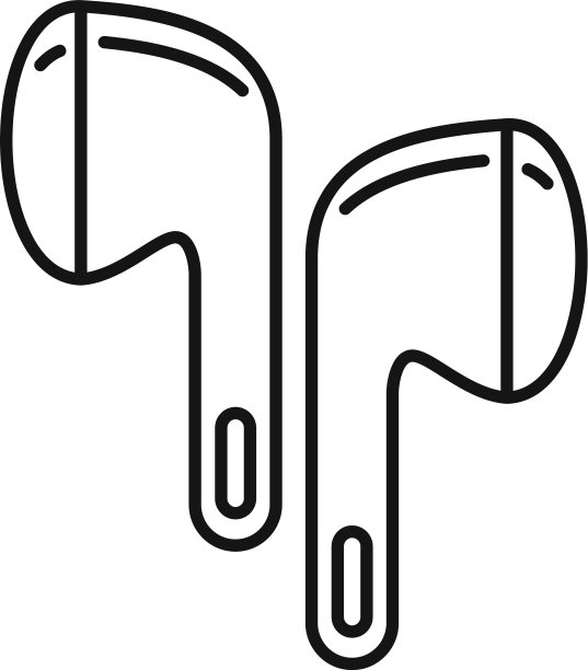 无线耳机配件图标轮廓风格图片下载