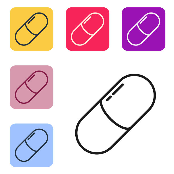 黑线药丸或片剂图标孤立图片下载