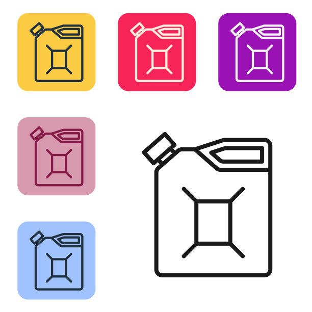 黑色线罐的汽油图标隔离图片下载