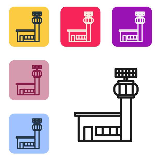 黑线机场控制塔图标隔离图片下载