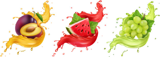 设果汁泼葡萄西瓜图片下载