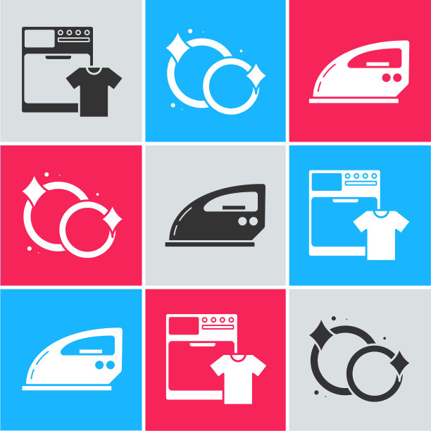 设洗衣机和洗t恤的盘子和图片下载