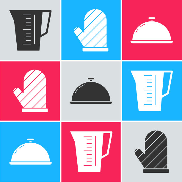 套好量杯、烤箱手套并盖上一个图片下载