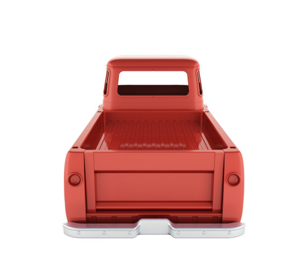 车身货车，没有车轮孤立的白色背景3d后视，没有阴影图片下载