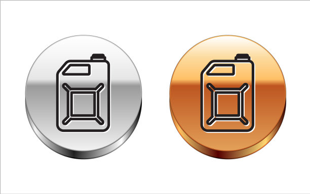 黑色线罐的汽油图标隔离图片下载