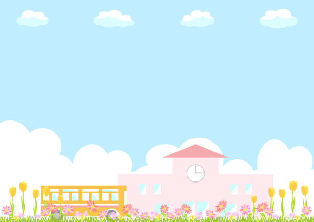 校舍和盛开的花园图片下载