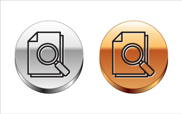 黑线文档与搜索图标隔离图片下载