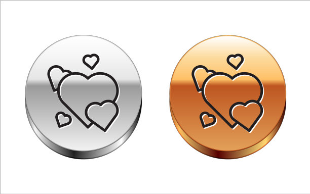 黑线心图标孤立在白色背景图片下载