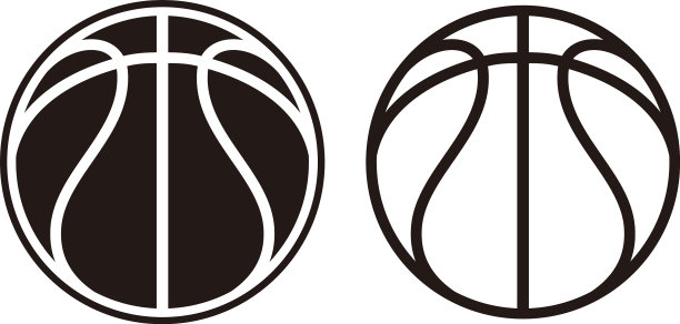 篮球运动中篮球运动最小的平面线图标图片下载