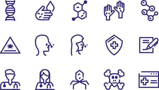 病毒和健康概念图标设置粗线图片下载