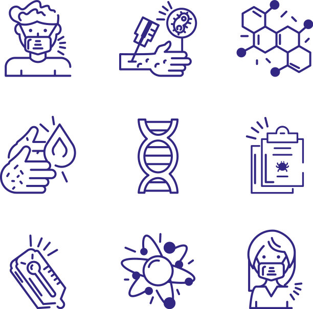 医疗和化学图标设置线细节样式图片下载
