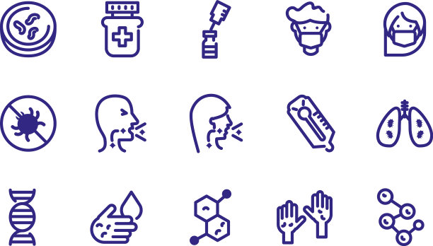 细菌和病毒图标设置粗线样式图片下载