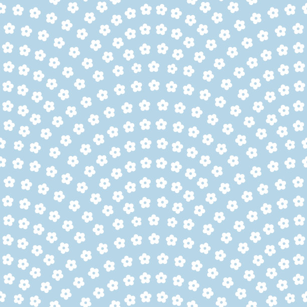 向量无缝扇形花卉图案从简单的平坦的白色果树花孤立在浅蓝色的背景。印花棉布、蜡染、壁纸图片下载