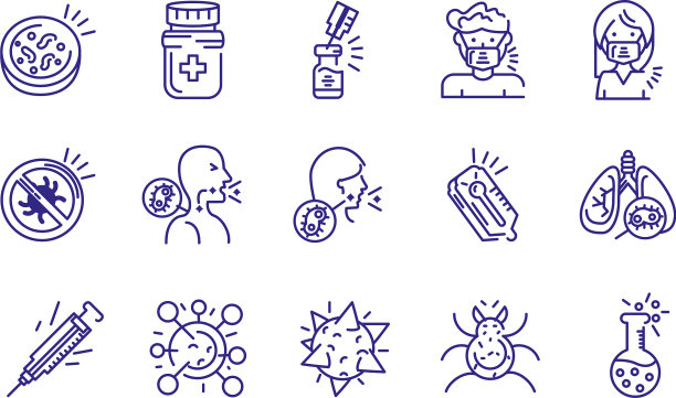 细菌和病毒图标设置行详细信息样式图片下载
