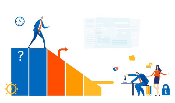 成功的商人坐在增长图表的顶端，发号施令。控制，支持，制作设计，咨询和保险概念商业插图图片下载