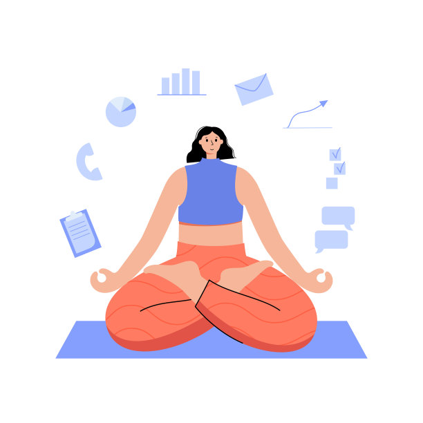 瑜伽平面矢量插图。健康的生活方式图片下载