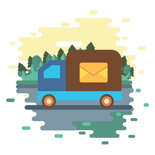 装有信封的邮车图片下载