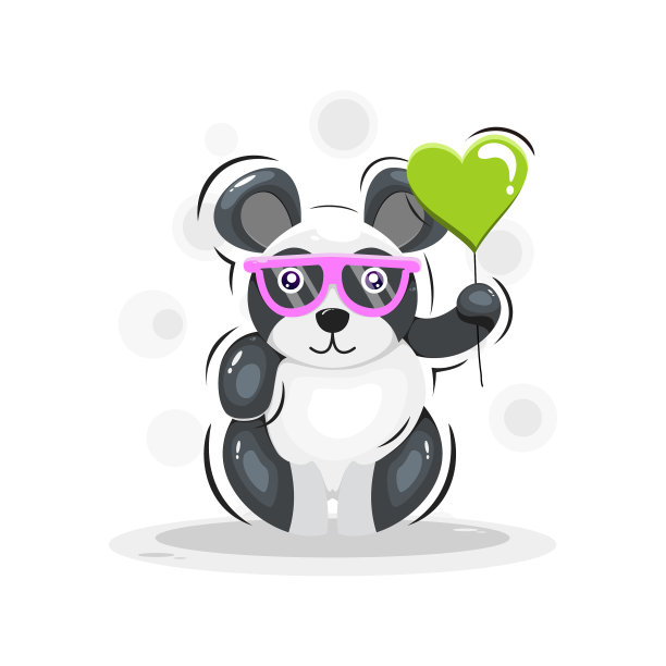 可爱的熊猫吉祥物卡通设计图片下载