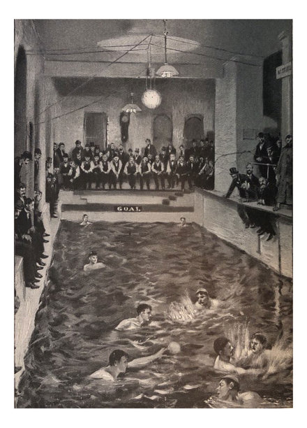 竞技运动-男子打水球和一群人看图片下载