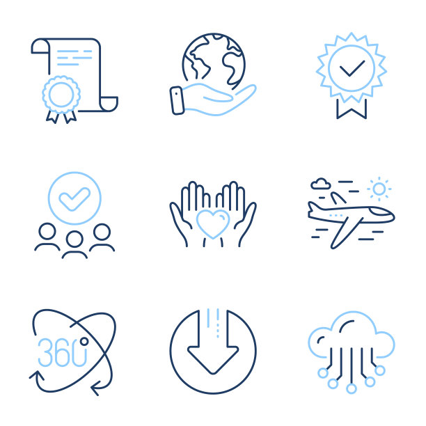 充分旋转证书和云存储图标图片下载