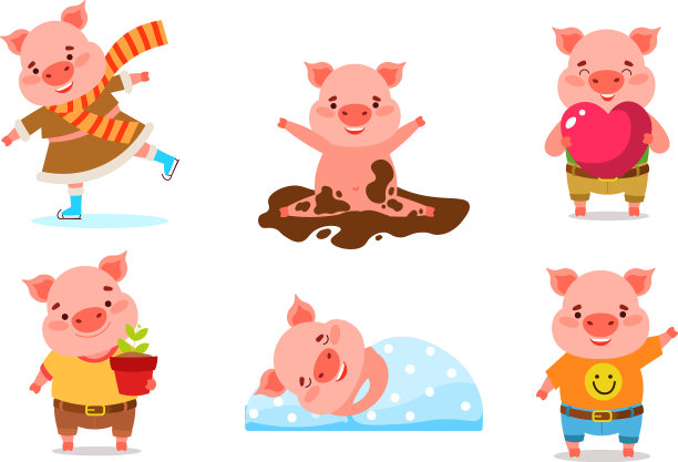 让快乐的猪表达积极的情绪图片下载