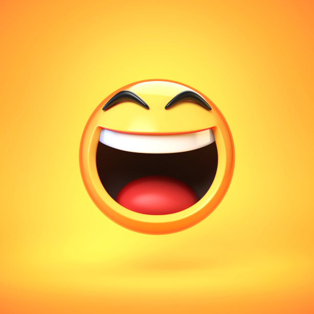 快乐表情孤立在黄色背景上，笑脸表情3d渲染图片下载
