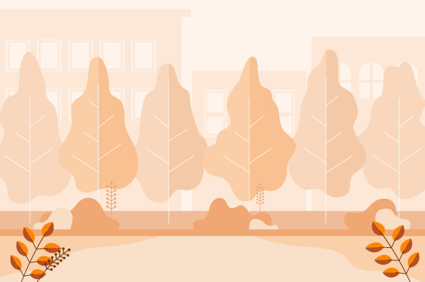 背景景观为秋城街道、公园。素材图片